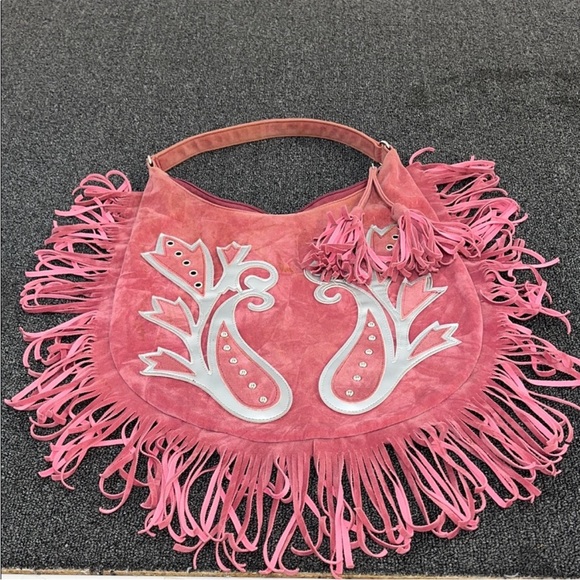 Handbags - Fringed Pink Handbag